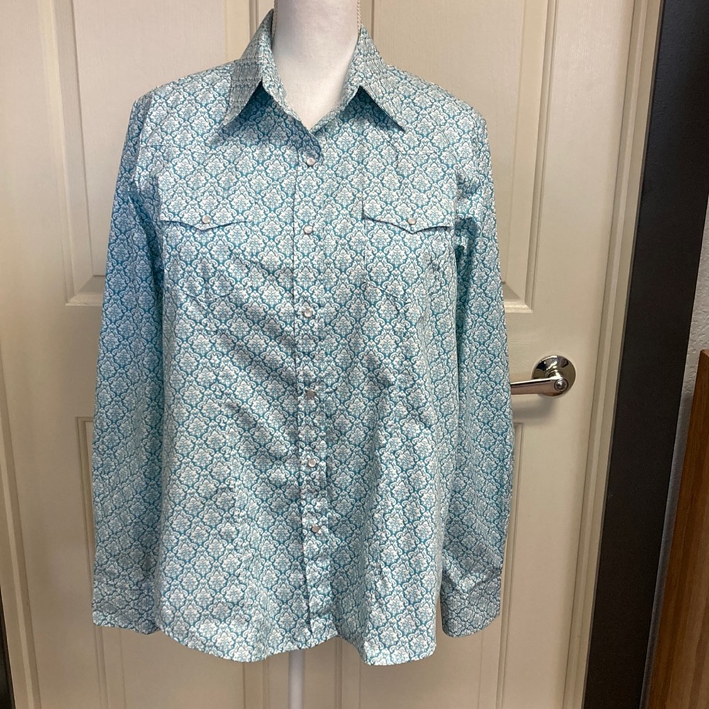 Cedar Rose Women’s Cotton Top Shirt Size XL Pearl Snaps Chest pockets
